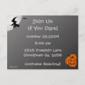 フライトパーティの招待状のハロウィーンウィッチ インビテーションポストカード (裏面)