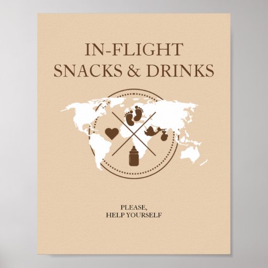 フライトフードテーブルサインで赤ちゃんシャワーを旅行 ポスター (正面)