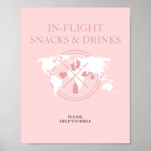 フライトフードテーブルサインで赤ちゃんシャワーを旅行 ポスター (正面)