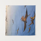 フライトブラックのアウトライン芸術のカモメ タペストリー (正面(横))