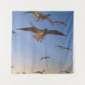 フライトブラックのアウトライン芸術のカモメ タペストリー (正面)