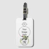 フライトモノグラムの緑のキツツキ ラゲッジタグ (正面縦)