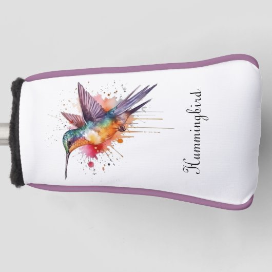 フライト中のエキゾチックなハミングバードのゴルフヘッドカバー ゴルフヘッドカバー (正面)