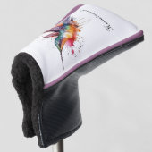 フライト中のエキゾチックなハミングバードのゴルフヘッドカバー ゴルフヘッドカバー (3/4 正面)