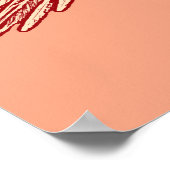 フライト中のオウム、コーラルオレンジ、クリーム ポスター (角)