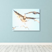 フライト中のカモメ自然写真 キャンバスプリント (インサイチュ (ウッドフロア))