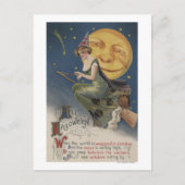 フライト中のハロウィーングリーティングウィッチ ポストカード (正面)