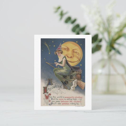フライト中のハロウィーングリーティングウィッチ ポストカード (スタンド正面)