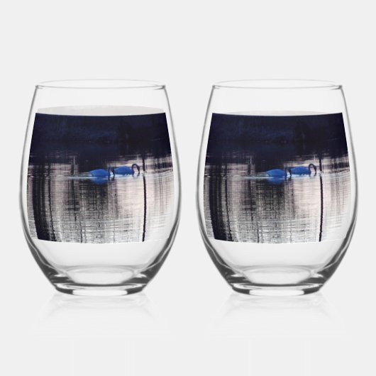 フライト中の白い白鳥/ダスクワイングラス ステムなしワイングラス (裏面)