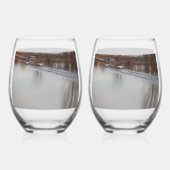 フライト中の白い白鳥/ダスクワイングラス ステムなしワイングラス (正面)