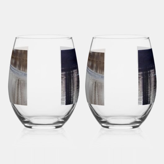 フライト中の白い白鳥/ダスクワイングラス ステムなしワイングラス (左)