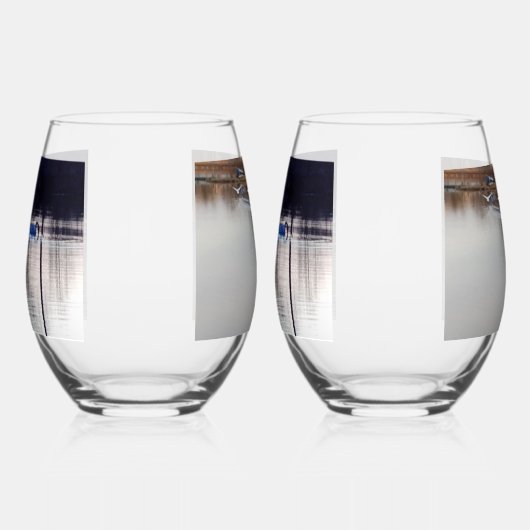 フライト中の白い白鳥/ダスクワイングラス ステムなしワイングラス (右)