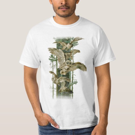 フライト中の茶色のフクロウ Tシャツ (正面)