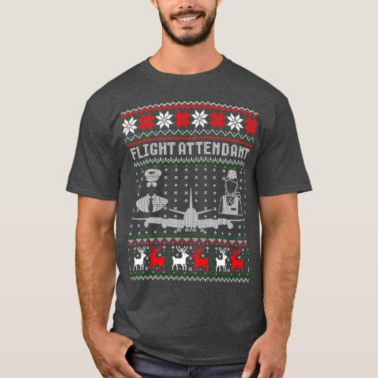 フライト付き添い人クリスマスギフト醜いクリスマス Tシャツ (正面)