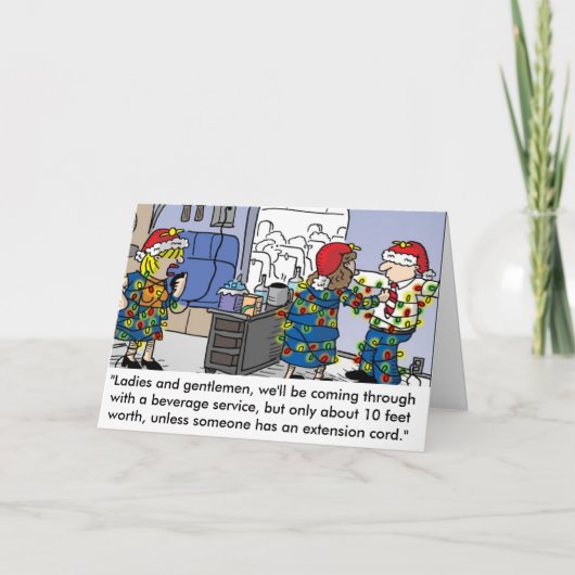 フライト付き添い人クリスマスライトグリーティングカード シーズンカード (正面)