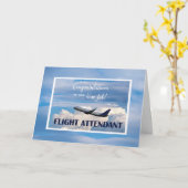 フライト付き添い人、おめでとう新しい仕事、エアプラン カード (黄色い花)