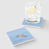 フライト写真ブルーのカモメ ストーンコースター (横)