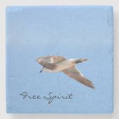 フライト写真ブルーのカモメ ストーンコースター (正面)