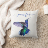 フライト名のパープルハミングバパーソナライズされたード クッション (ブランケット)