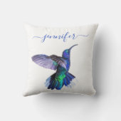 フライト名のパープルハミングバパーソナライズされたード クッション (裏面)
