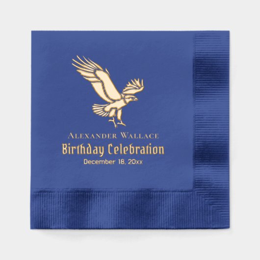 フライト威厳のある誕生日パーティーの名前でハゲのワシ 箔ナプキン (正面)