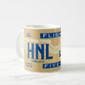 フライト5-O (HAL50) HNL発JFK行き コーヒーマグカップ (正面左)