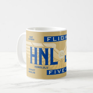 フライト5-O (HAL50) HNL発JFK行き コーヒーマグカップ