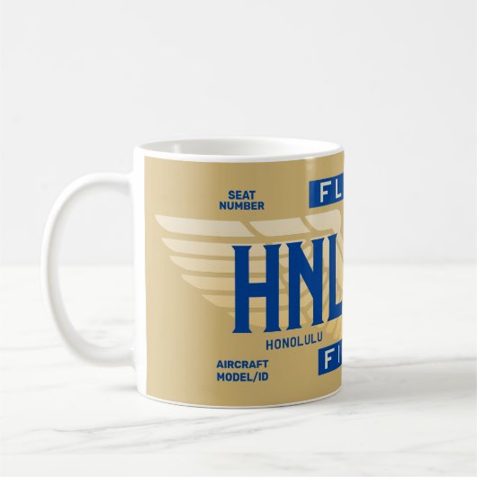 フライト5-O (HAL50) HNL発JFK行き コーヒーマグカップ (左)