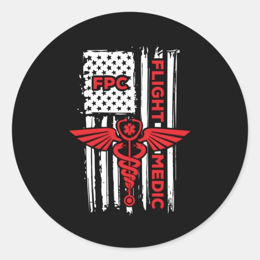 フライト・メディック・アメリカ国旗の救急医療隊員登場 ラウンドシール (正面)