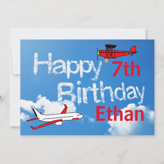 フライドインザスカイ – ボーイズ誕生日招待状 招待状 (正面)