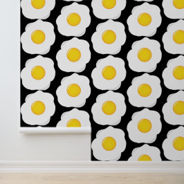 フライドエッグズブレックファストバーパターン（の模様が）あるキッチン 壁紙