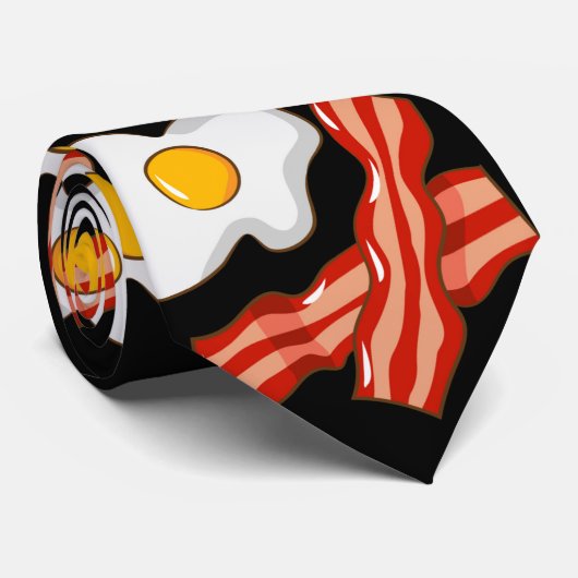 フライドエッグベーコンブレックファーストラバーズグルメジャンクフード ネクタイ (ロール)