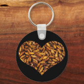 フライドシルクワームハート キーホルダー (正面)