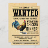 フライドチキンの夕食のパーティの招待状 招待状 (正面/裏面)