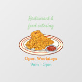 フライドチキンカートゥーンイラストレーション ウィンドウサイン (シート)