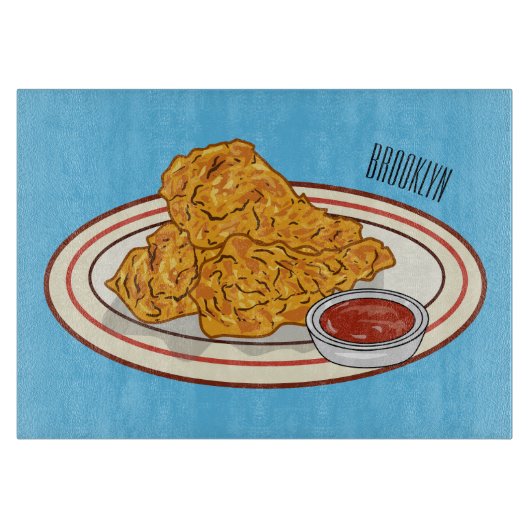 フライドチキンカートゥーンイラストレーション カッティングボード (正面)