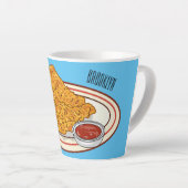 フライドチキンカートゥーンイラストレーション カフェラテマグ (右アングル)