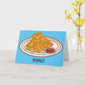 フライドチキンカートゥーンイラストレーション カード (黄色い花)