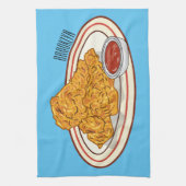 フライドチキンカートゥーンイラストレーション キッチンタオル (縦)