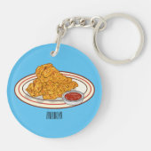 フライドチキンカートゥーンイラストレーション キーホルダー (裏面)