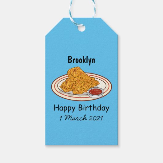 フライドチキンカートゥーンイラストレーション ギフトタグ (正面)