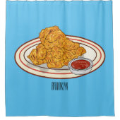 フライドチキンカートゥーンイラストレーション シャワーカーテン (正面)