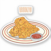 フライドチキンカートゥーンイラストレーション シール (正面)