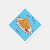 フライドチキンカートゥーンイラストレーション スタンダードカクテルナプキン (角)