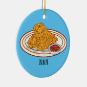 フライドチキンカートゥーンイラストレーション セラミックオーナメント (右)