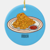フライドチキンカートゥーンイラストレーション セラミックオーナメント (裏面)