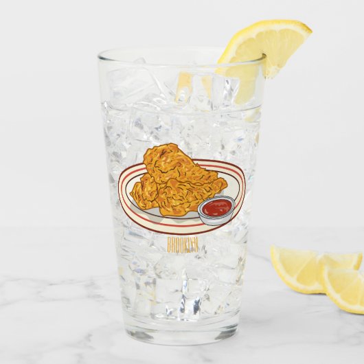 フライドチキンカートゥーンイラストレーション タンブラーグラス (アイス裏面)