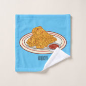 フライドチキンカートゥーンイラストレーション バスタオルセット (ウォッシュタオル)