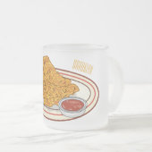 フライドチキンカートゥーンイラストレーション フロストグラスマグカップ (正面右)