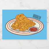 フライドチキンカートゥーンイラストレーション フードラベル (シングルラベル)